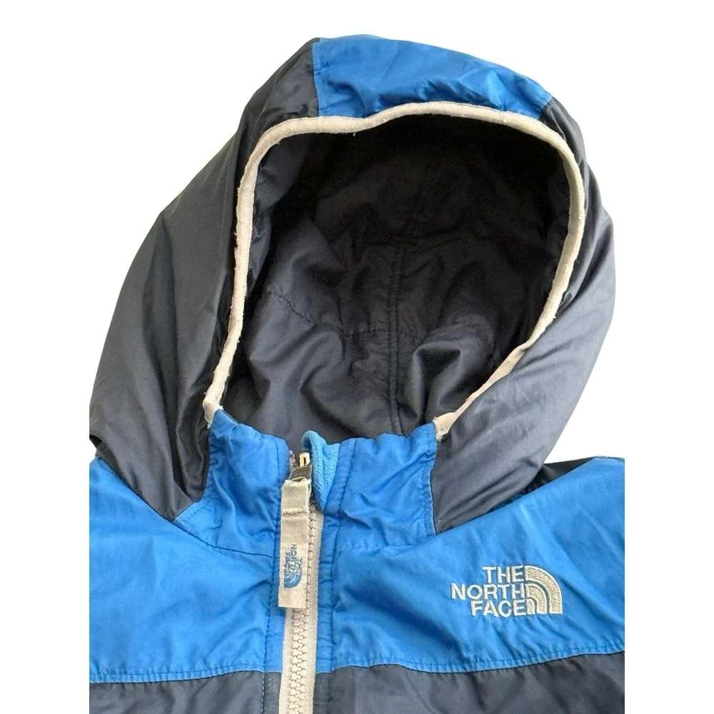 The North Face Toddler Reversible Hooded Jacket Coat 4T Fleece Blue Full Zip